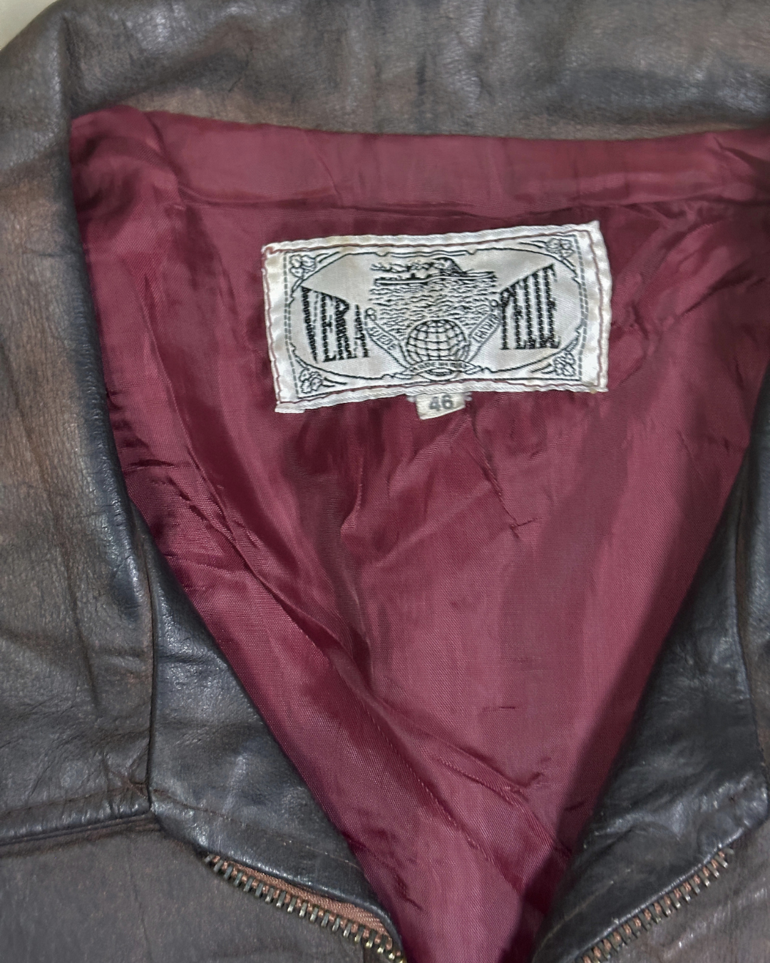 Vintage Brown & Burgundy Genuine Leather Jacket Large