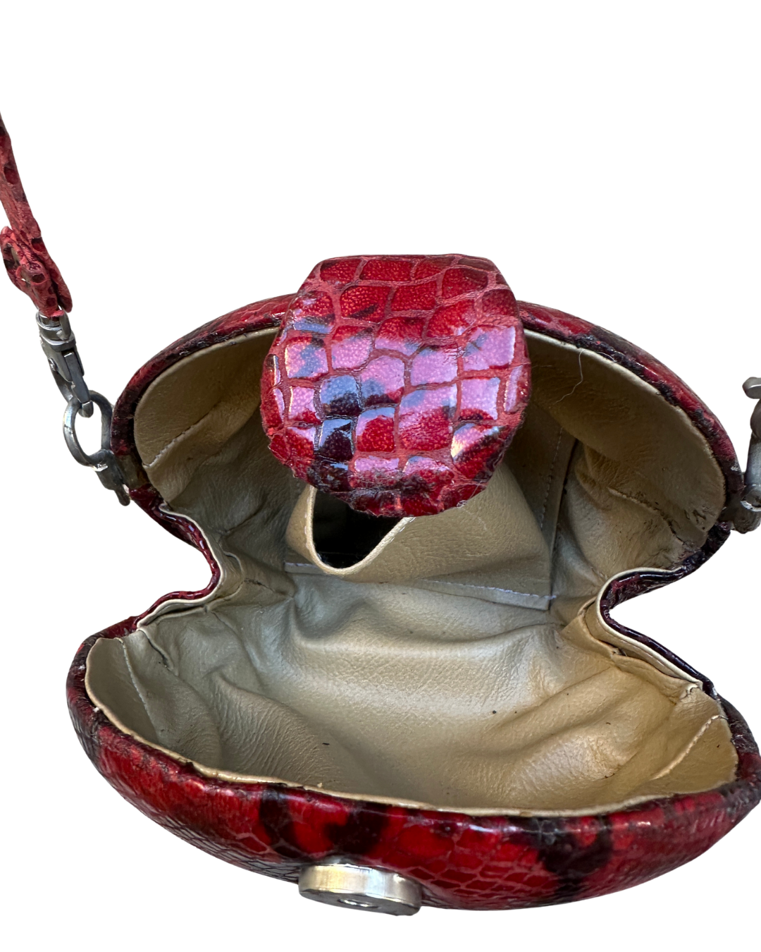 Snake Print Round Statement Bag
