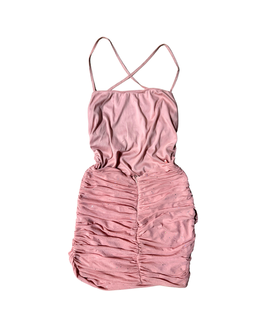 Pink Open-back Ruched Dress