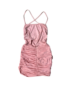 Pink Open-back Ruched Dress