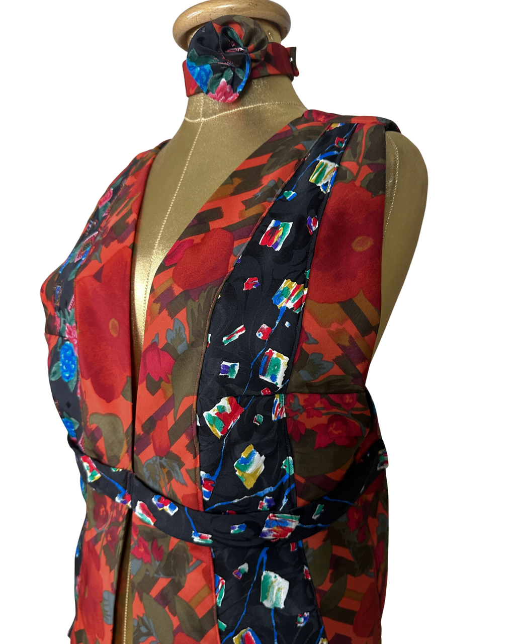 Handmade Upcycled Halter Corset-Back Vest Top & Choker