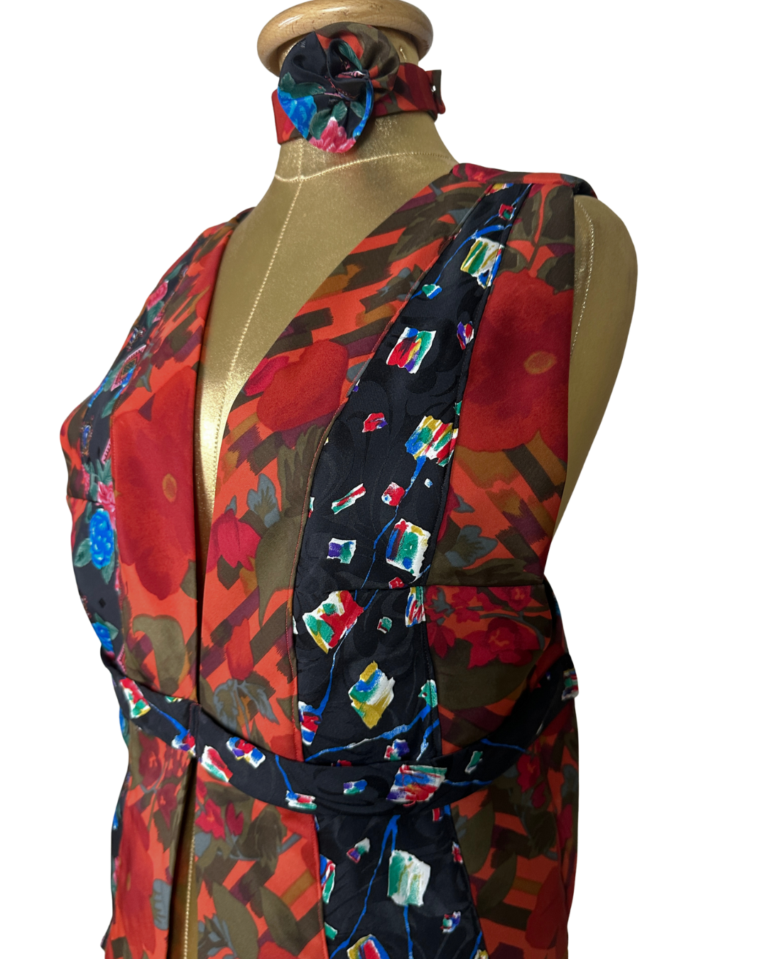 Handmade Upcycled Halter Corset-Back Vest Top & Choker