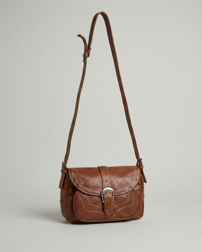 Y2K Western Grommet Buckle Leather Crossbody Bag