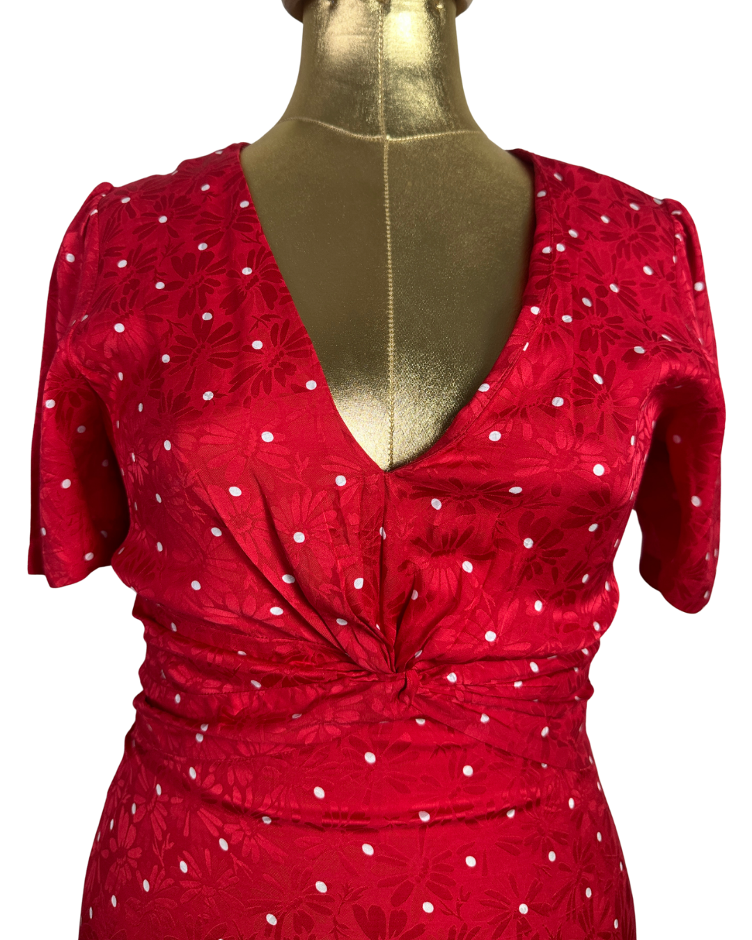 Maje Red Polka Dot Twist-Front Dress