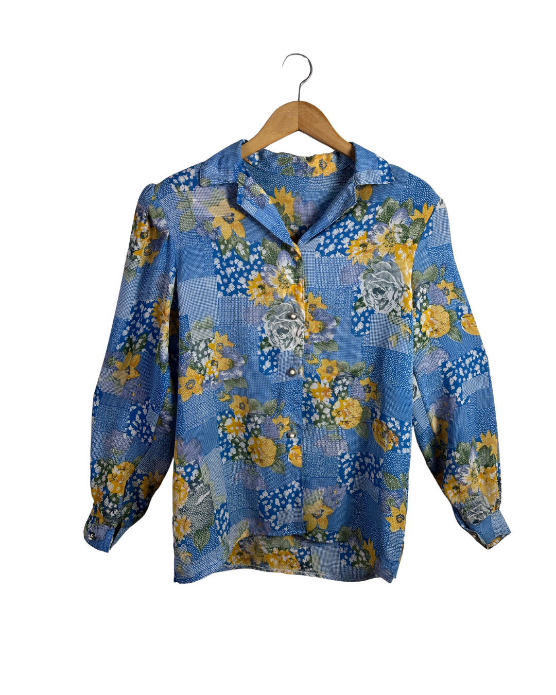 Vintage Long Sleeve Blouse with Shoulder Pads