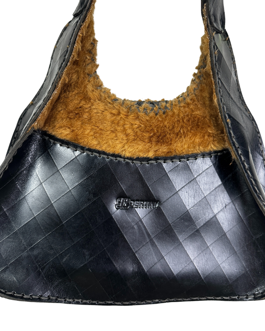 Vintage Beertini Genuine Leather x Fur Hobo Shoulder Bag