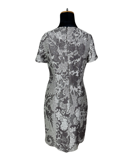Caroline Biss Floral Brocade Midi Dress with Waist Detail