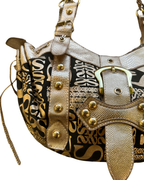Y2K McBling Gold Monogram Shoulder Bag