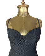Y2K Pinstripe Bustier Top with Lace Trim