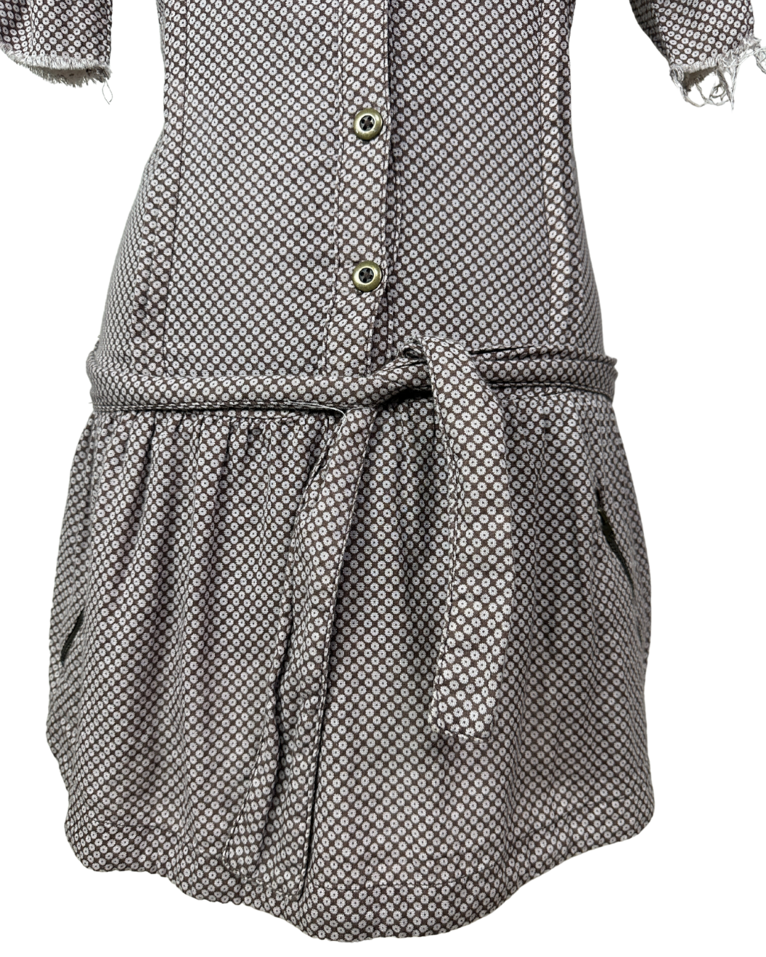 90s Geometric Print Dress with Tie Waist & Pockets