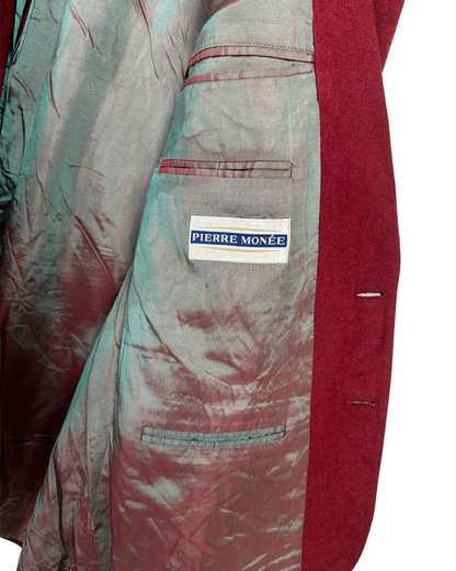 Vintage Pierre Monée Dark Red Wool Blend Blazer - 52