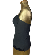 Y2K Pinstripe Bustier Top with Lace Trim