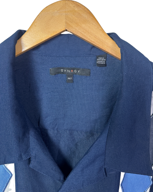 Syntgy Diamond Pattern Bowling Shirt - 4XL