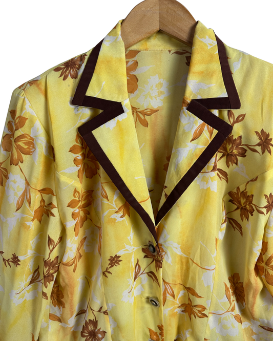 Yellow Floral Blazer-Style Shirt