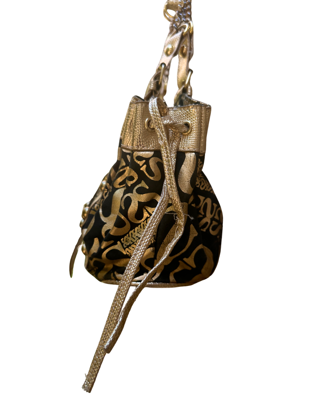 Y2K McBling Gold Monogram Shoulder Bag