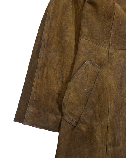 Vintage 70s "Western Grunge" Distressed Suede Leather Women's Coat