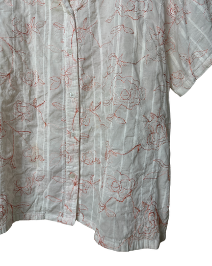 Embroidered Floral Textured Shirt - Women's XL
