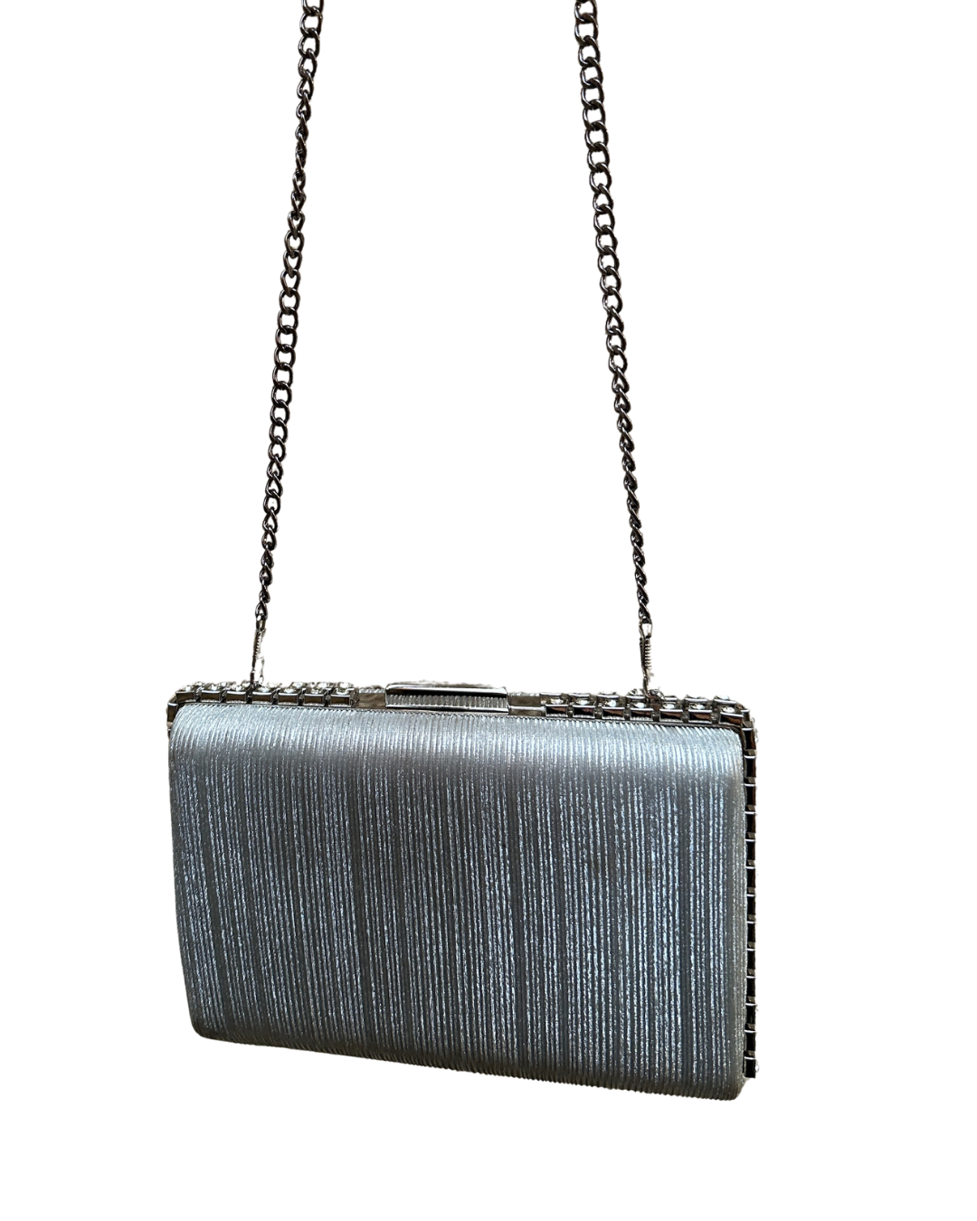 Silver Rhinestone Evening Clutch