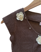 Mini Magic Single Button Embroidered Top