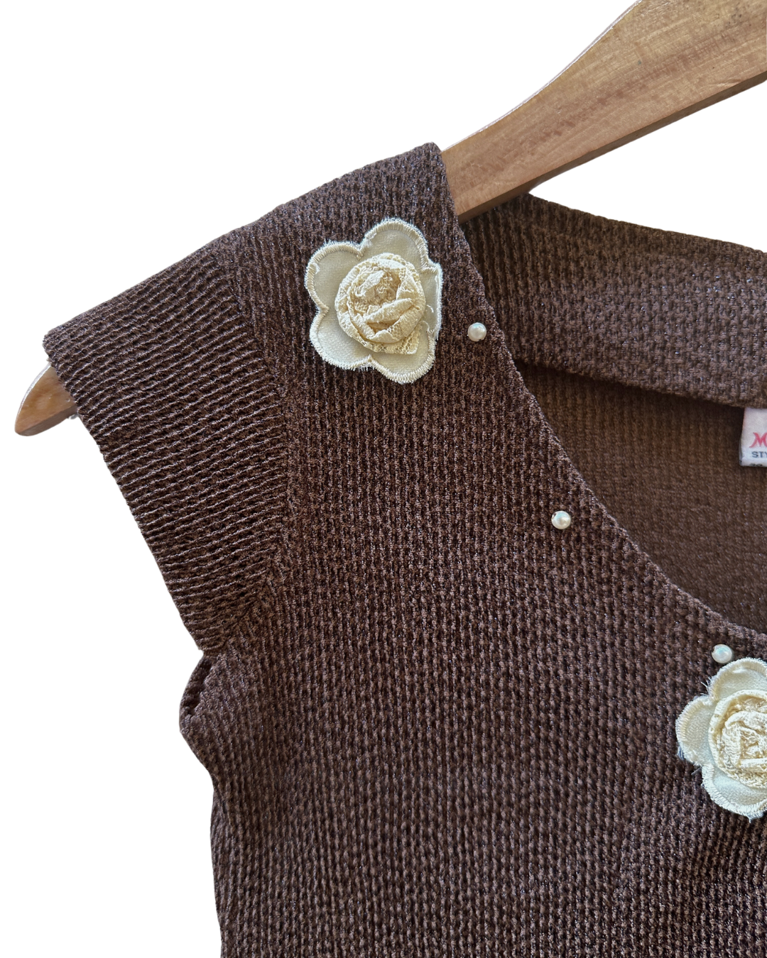 Mini Magic Single Button Embroidered Top