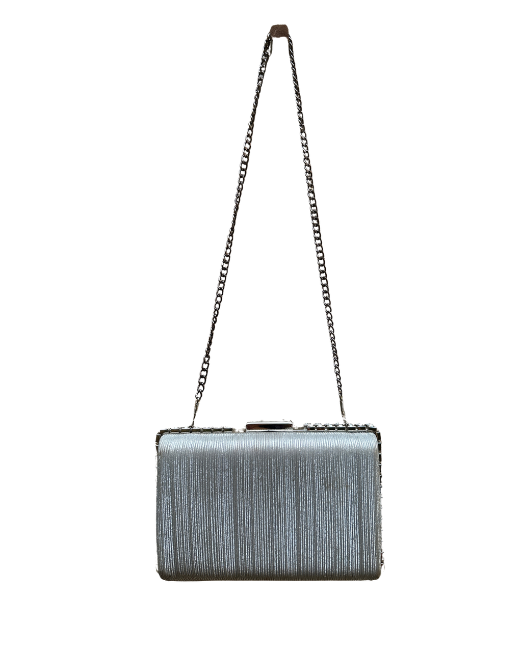 Silver Rhinestone Evening Clutch