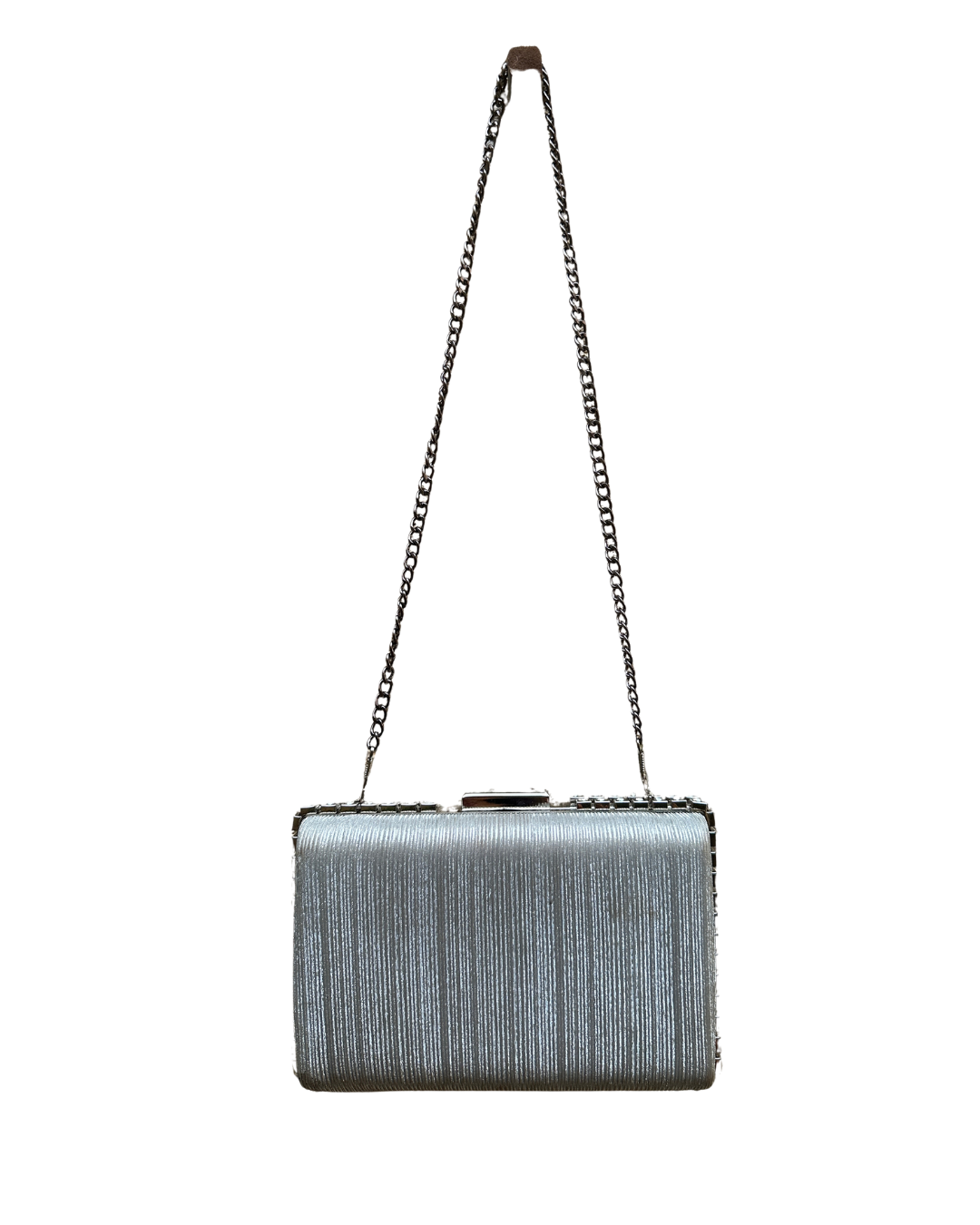 Silver Rhinestone Evening Clutch