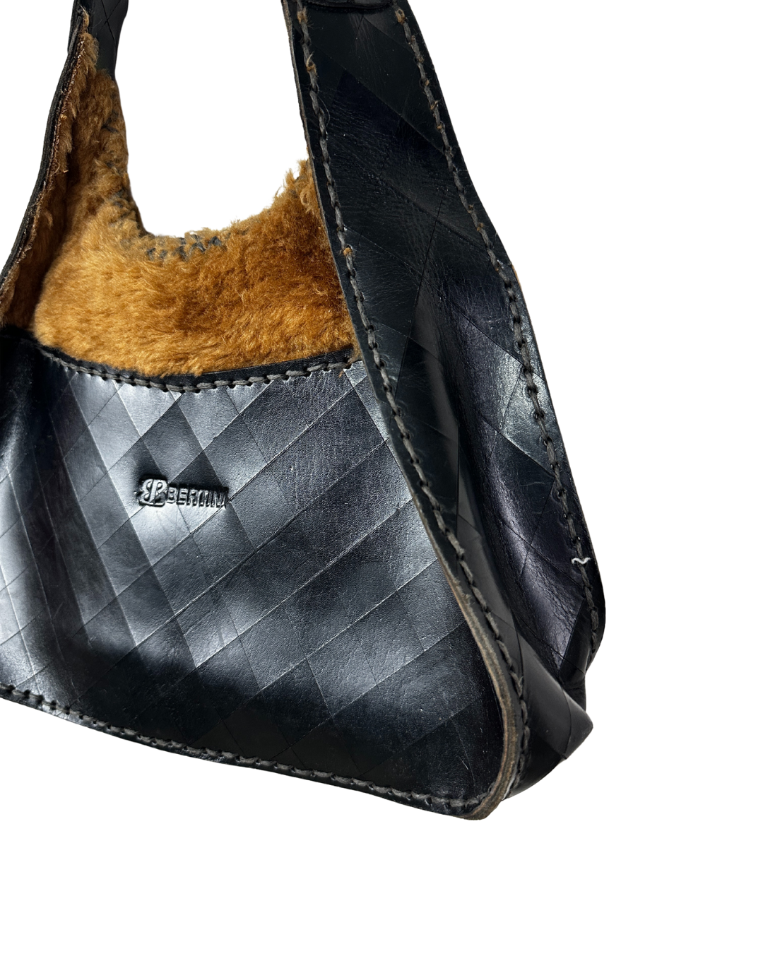 Vintage Beertini Genuine Leather x Fur Hobo Shoulder Bag