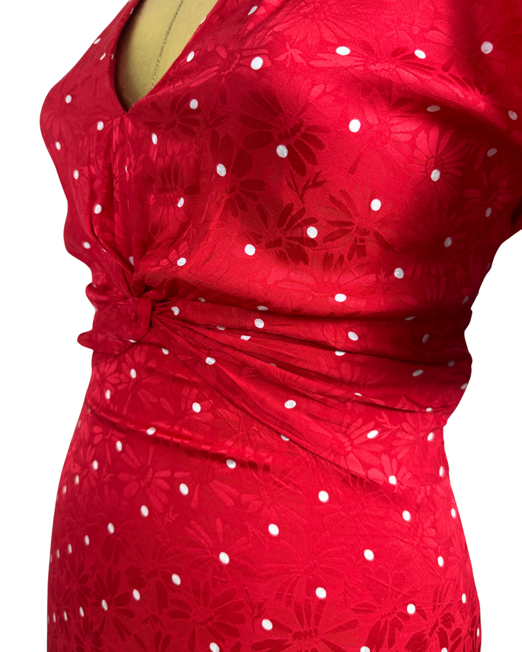 Maje Red Polka Dot Twist-Front Dress