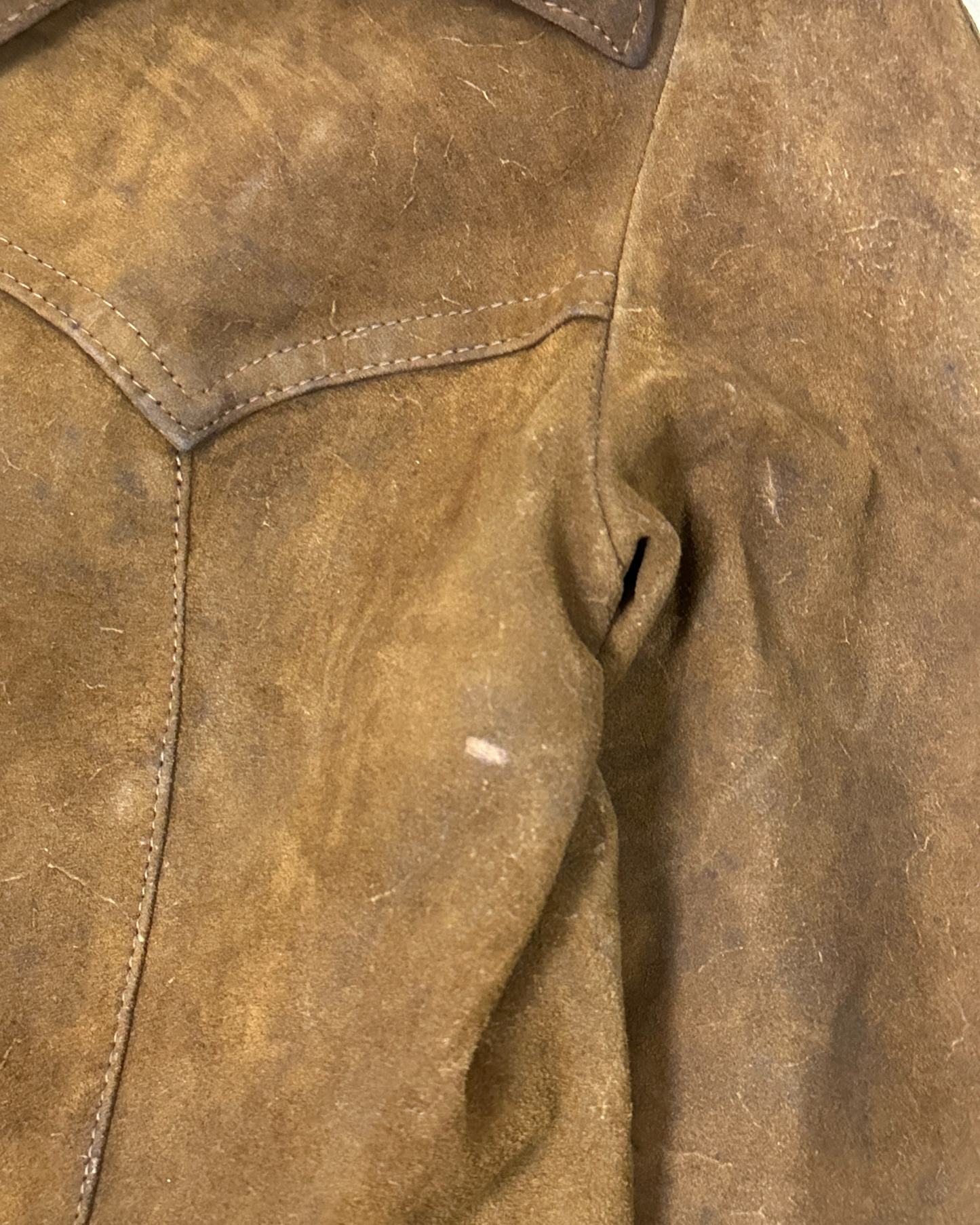 Vintage 70s "Western Grunge" Distressed Suede Leather Women's Coat