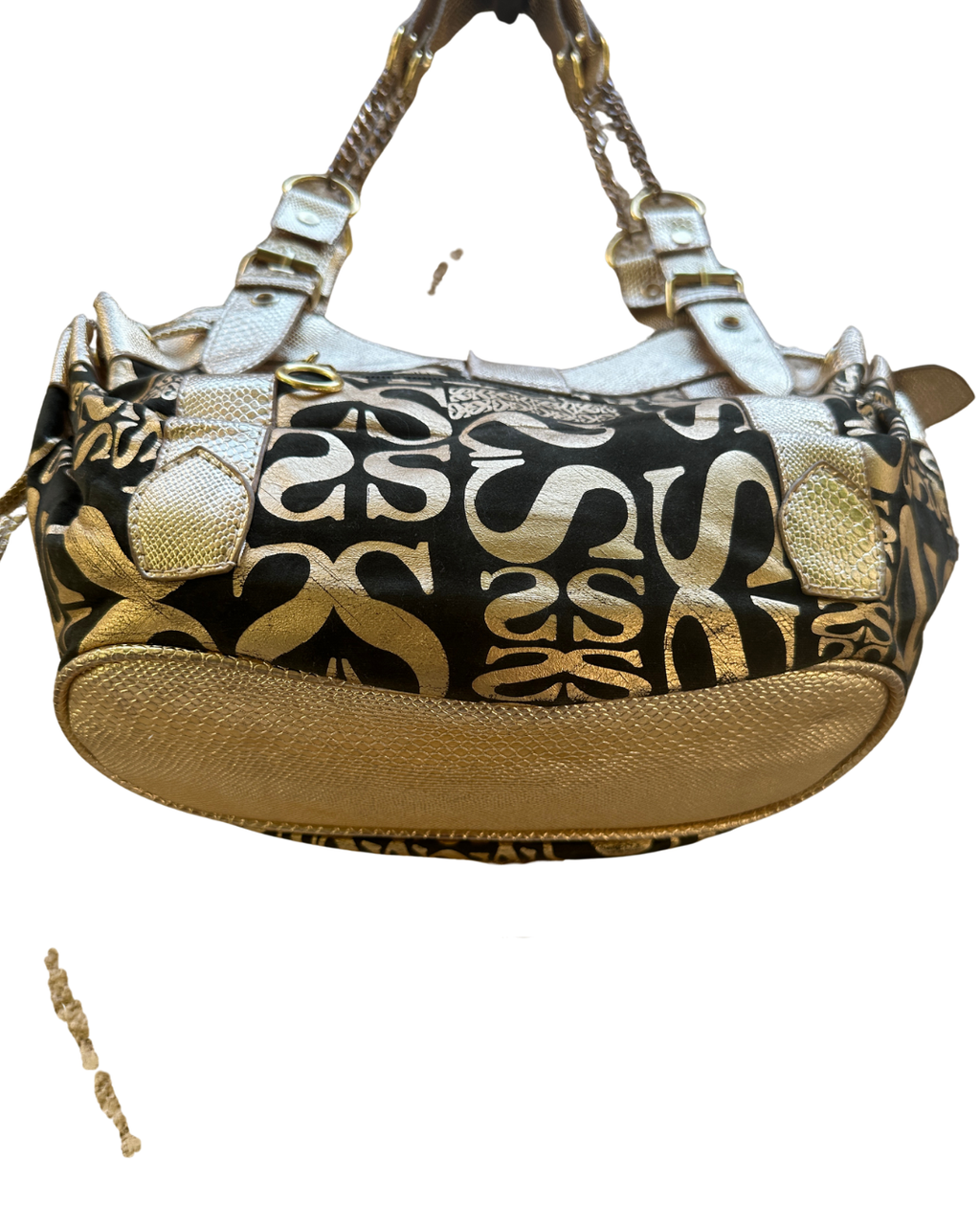 Y2K McBling Gold Monogram Shoulder Bag