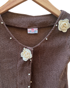 Mini Magic Single Button Embroidered Top