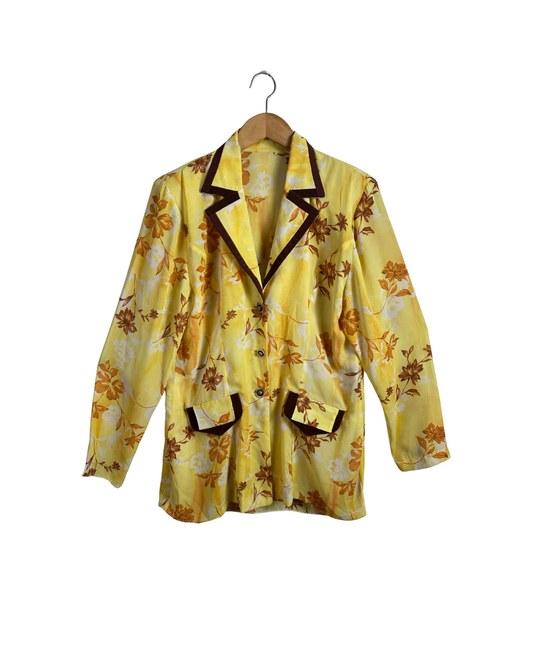 Yellow Floral Blazer-Style Shirt