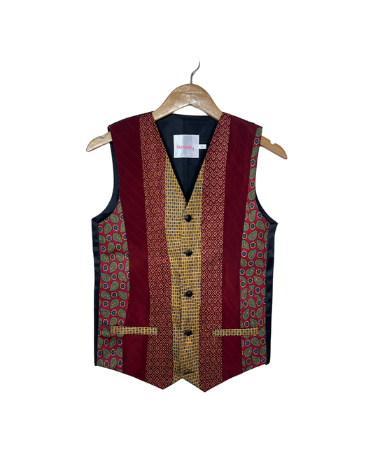 Retied Upcycled Necktie Vest - XS/Small