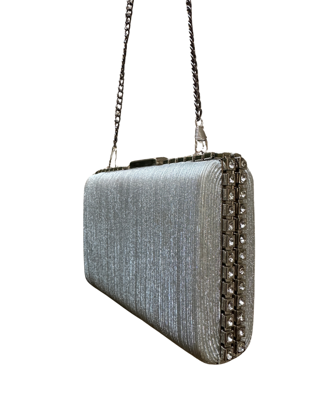 Silver Rhinestone Evening Clutch