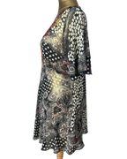 Y2K Bohemian Deep V-Neck Beaded Sheer Tunic Top - 2XL