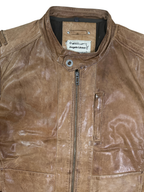 Vintage Angelo Litrico Tan Genuine Leather Moto Racer Jacket - Large