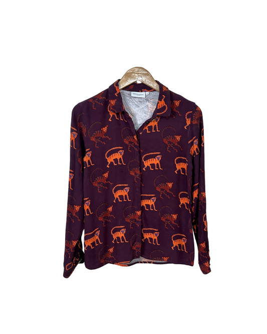 Fabienne Chapot Animal Print Long Sleeve Blouse Medium