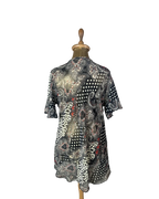 Y2K Bohemian Deep V-Neck Beaded Sheer Tunic Top - 2XL