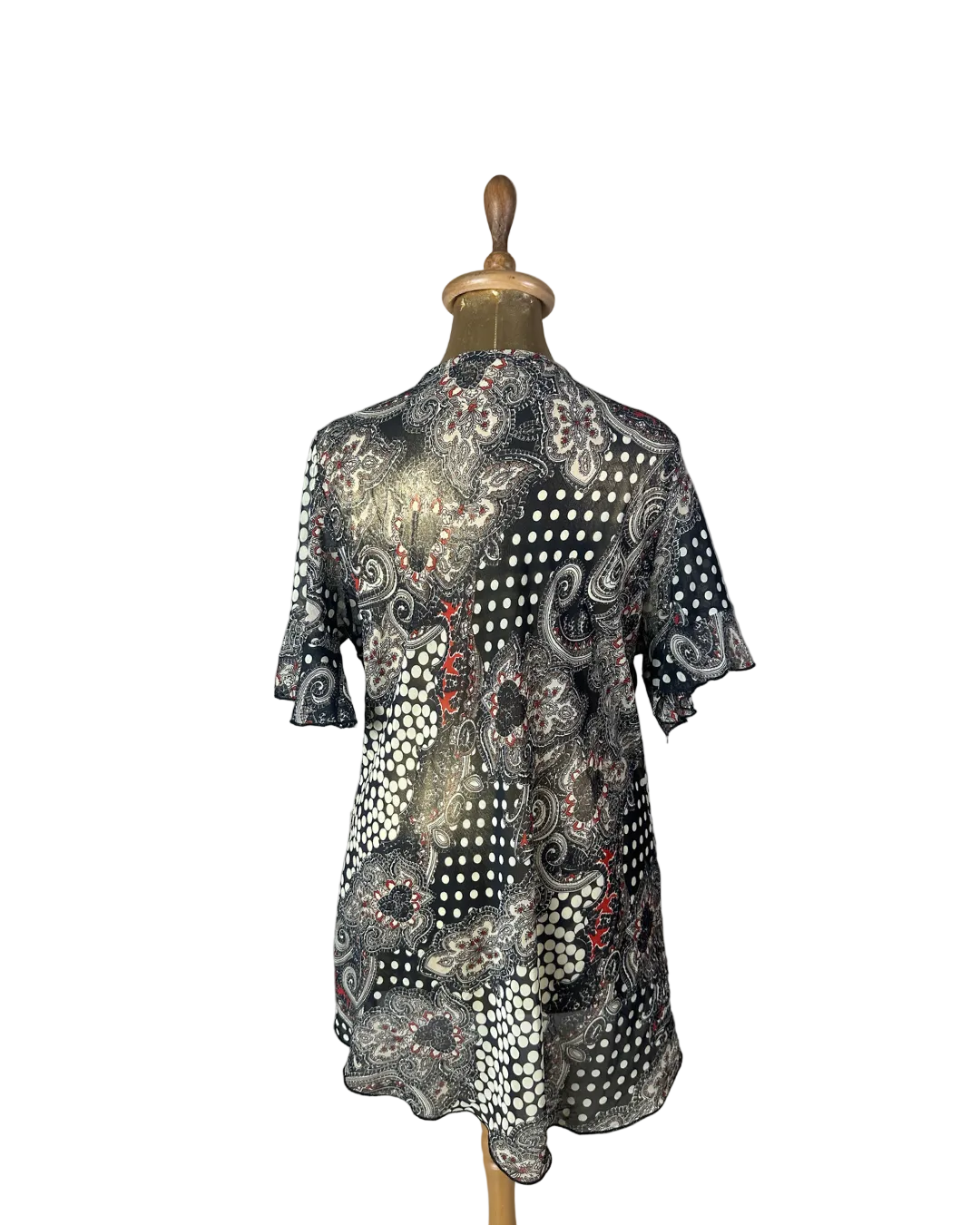 Y2K Bohemian Deep V-Neck Beaded Sheer Tunic Top - 2XL