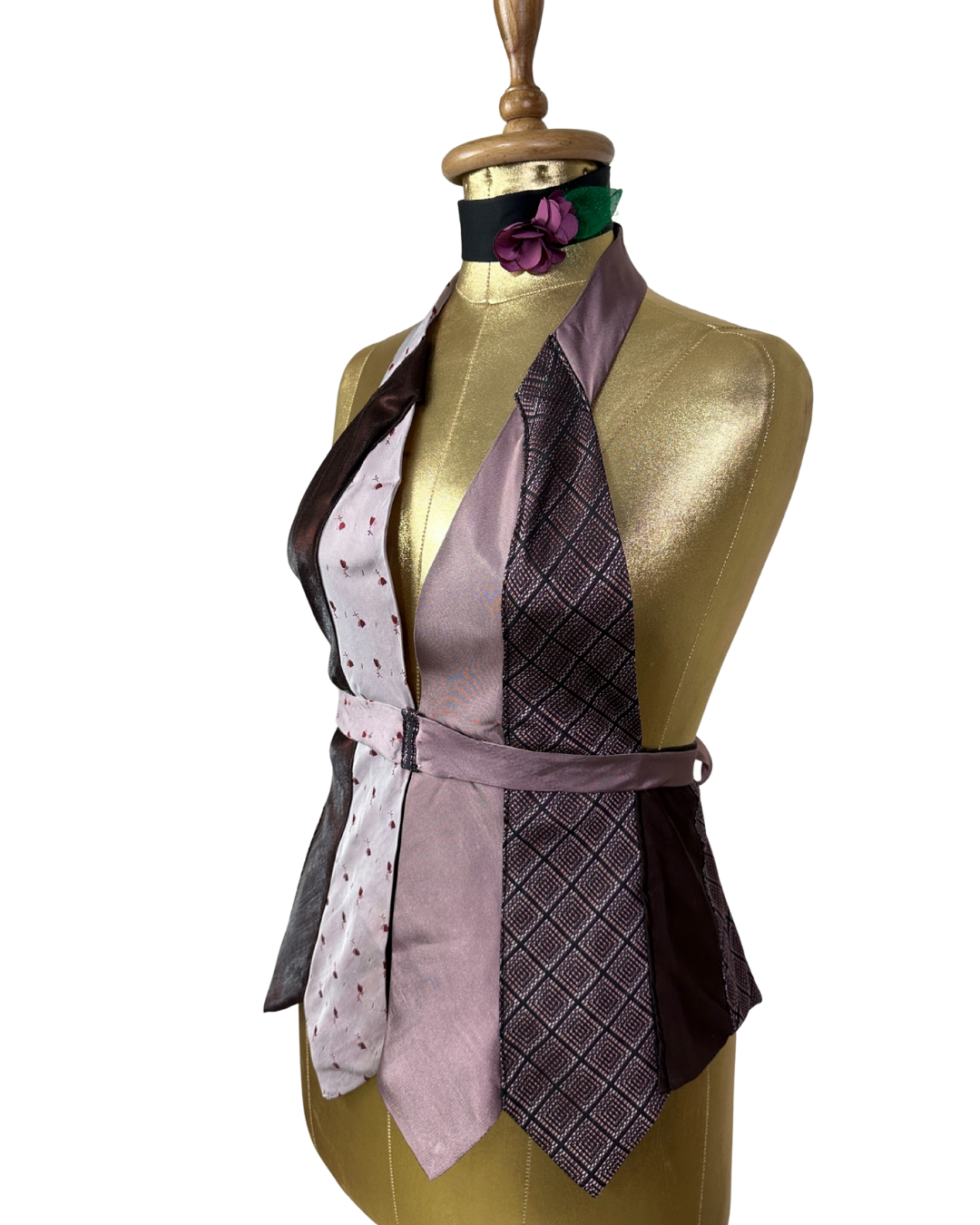 Handmade Upcycled Tie Vest Top with Choker