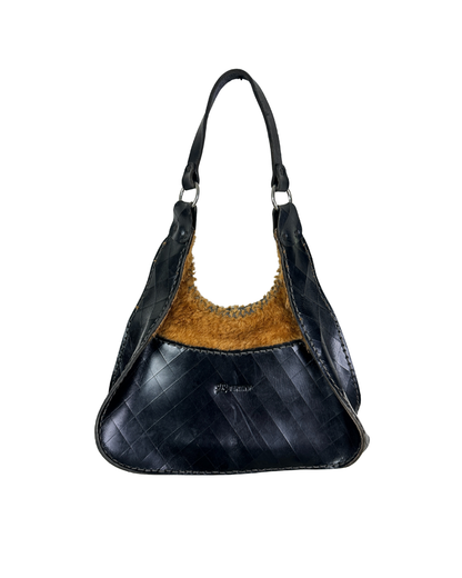 Vintage Beertini Genuine Leather x Fur Hobo Shoulder Bag
