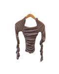 Dusty Rose Metallic Ruched Mesh Blouse