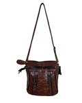 90s Grunge Slouchy Genuine Leather Bag with Plaid Lining