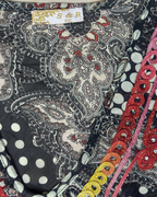 Y2K Bohemian Deep V-Neck Beaded Sheer Tunic Top - 2XL