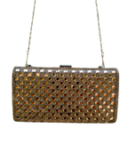 Rhinestone Studded Metallic Evening Clutch Bag