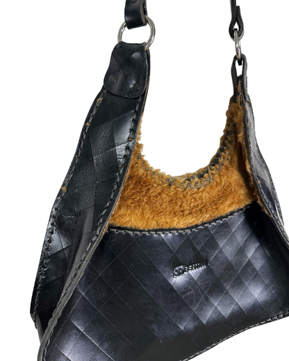 Vintage Beertini Genuine Leather x Fur Hobo Shoulder Bag