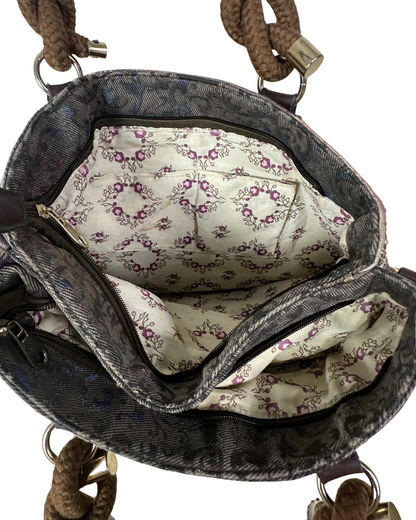 Vintage Y2K Illustrated Tote Bag with Rope Handles