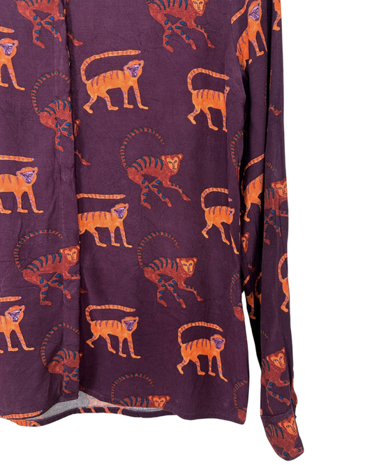 Fabienne Chapot Animal Print Long Sleeve Blouse Medium