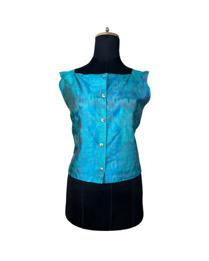 Vintage 90s Abstract Print Boxy Cut Sleeveless Top