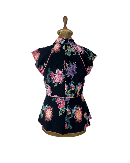 M&S Limited Edition Asian-inspired Floral Asymmetrical Wrap Blouse